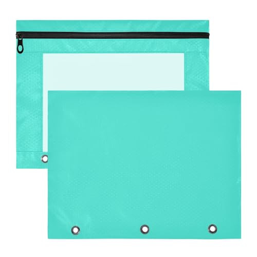 Amooorous Binder-Bleistiftetui, transparent, 3 Ringe, Tasche für 3 Ringe, 2 Stück, Lehrerklasse, Türkis, einfarbig, einfarbig Amooorous Binder-Bleistiftetui, transparent, 3 Ringe, Tasche für 3 Ringe, 2 Stück, Lehrerklasse, Türkis, einfarbig, einfarbig von Amooorous