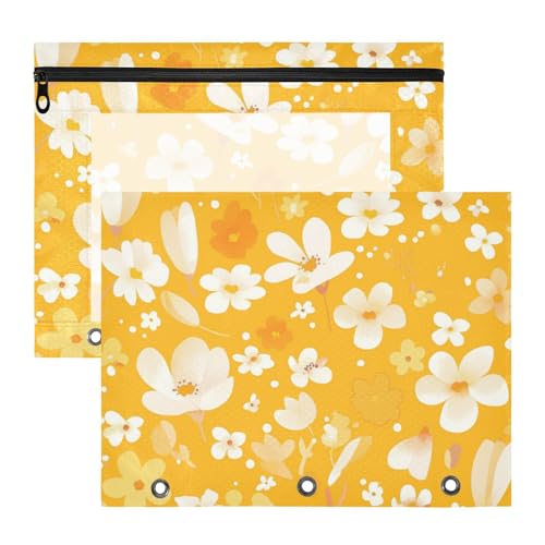 Amooorous Binder-Federmäppchen, 3 Löcher, Aufbewahrungstasche für A4-Papier, Briefe, 2 Stück, Studenten, Zuhause, Frühlingsgelbe Blumen, Illustration Amooorous Binder-Federmäppchen, 3 Löcher, Aufbewahrungstasche für A4-Papier, Briefe, 2 Stück, Studenten, Zuhause, Frühlingsgelbe Blumen, Illustration von Amooorous