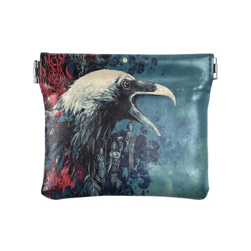 Amooorous Bird Night Blutige Damen-Geldbörse aus Leder, ausgefallene Tasche, Make-up-Tasche für Männer und Frauen, Vogelnacht blutig, 1 size von Amooorous