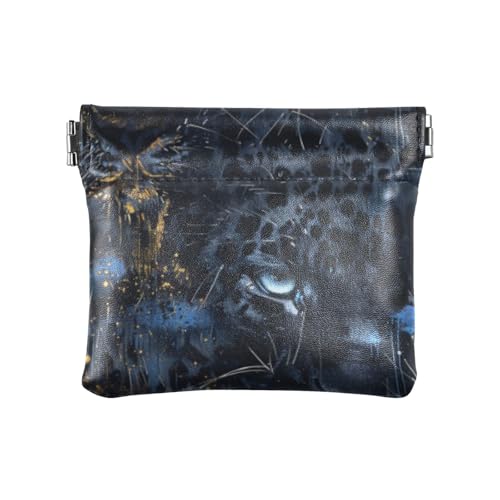 Amooorous Black Leopard Damen Leder Münzgeldbörse Portmonee Portmonee Portmonee Mini Kartenhalter Brieftasche für Männer Frauen Reisen, Schwarz Leopard, 1 size von Amooorous