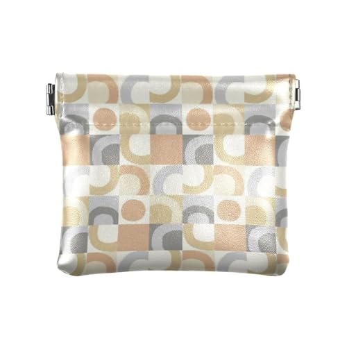 Amooorous Blau-braunes skandinavisches Design Geometrie Damen Leder Münzgeldbeutel Fancy Make-up Periode Tasche für Frauen Jungen Mädchen, Blau-braunes skandinavisches Design, abstrakt, 1 size von Amooorous