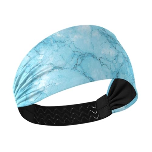 Amooorous Blau-grüne unregelmäßige Marmor-Textur, feuchtigkeitsableitend, Fitness-Stirnbänder für Damen, elastisch, breite Haarbänder für Damenhaar, Volleyball, Make-up, Yoga-Bandas para el sudor von Amooorous