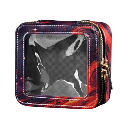 Amooorous Blau-schwarze Make-up-Tasche, Leder, Kulturbeutel, Make-up-Tasche, Organizer für Fliegen, Blau-schwarzer Nachthimmel, 1 size von Amooorous