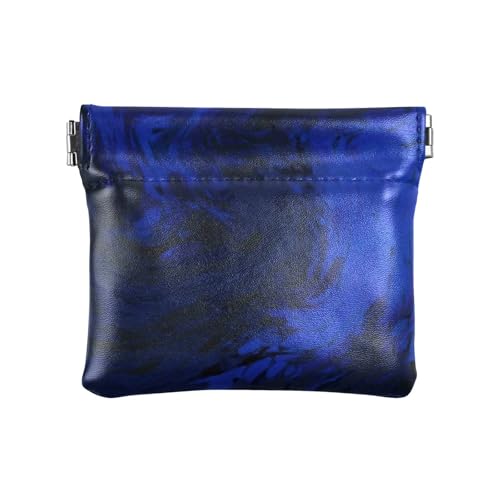 Amooorous Blau-schwarzes flüssiges PU-Leder, kleine Münze, niedlicher Verschluss, Kartenhalter für Damen, Blau-schwarze Flüssigkeit, 1 size von Amooorous