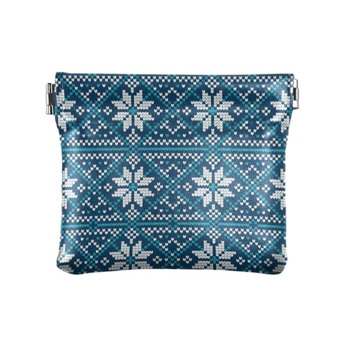 Amooorous Blau und Weiß Weihnachten Streifen Damen Klein Leder Kleingeld Geldbörse Tragbare Kosmetiktaschen für Geldbörse für Frauen, Blaue und weiße Weihnachtsstreifen, 1 size von Amooorous