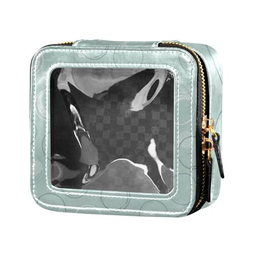 Amooorous Blau-weiße transparente Make-up-Tasche mit Blasen, klein, Reisetaschen für Toilettenartikel, Leder-Organizer-Taschen für Reisen, Blau-weiße transparente Blasen, 1 size von Amooorous