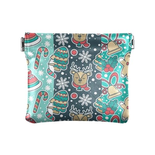 Amooorous Blaue Geldbörse mit Aufschrift "Merry Christmas" für Damen, Leder, praktischer Kleingeldhalter, Karten-Organizer für Männer und Frauen, Blaue Frohe Weihnachten Party, 1 size von Amooorous