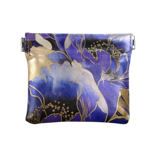 Amooorous Blaue Pfingstrose Blumen Frauen PU Leder Münzgeldbörse ausgefallene Kartenetuis Geld Organizer für Frauen, Blaue Pfingstrosen, 1 size von Amooorous