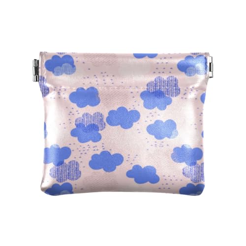 Amooorous Blaue Wolken Abstrakte Malerei Blau Frauen PU Leder Münzbörse Ausgefallener Verschluss Geldbörse Kartenhalter für Mädchen Damen Handtasche, Wolken abstrakte Malerei blau, 1 size von Amooorous