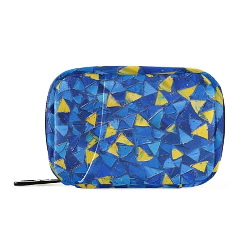 Amooorous Blaue und gelbe Ölgemälde-Medikamententasche für Damen, dreieckig, mit abnehmbaren Fächern, wiederverwendbar, für Reisen Amooorous Blaue und gelbe Ölgemälde-Medikamententasche für Damen, dreieckig, mit abnehmbaren Fächern, wiederverwendbar, für Reisen von Amooorous