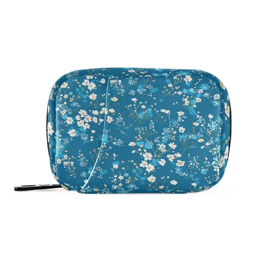 Amooorous Blaue und weiße Ölgemälde-Medizintaschen für Frauen mit abnehmbaren Fächern, praktischer wöchentlicher Pillen-Organizer für die Geldbörse von Amooorous