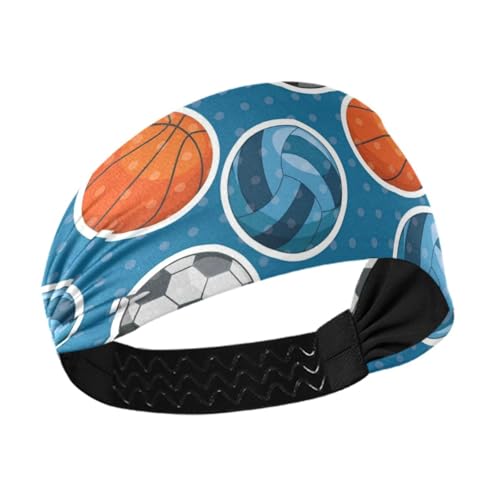 Amooorous Blaues Basketball-Stirnband, feuchtigkeitsableitendes Lauf-Stirnband, dehnbare Schweißbänder für Radfahren, Fitnessstudio, Yoga, Diadema para mujer von Amooorous