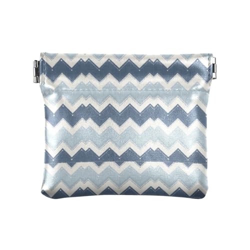 Amooorous Blaues Design Geometrische Streifen Damen Leder Münzgeldbörse Tragbare Mini Geldbörse Geldbörse für Mädchen Damen Handtasche, Blaues Design mit geometrischen Streifen, 1 size von Amooorous