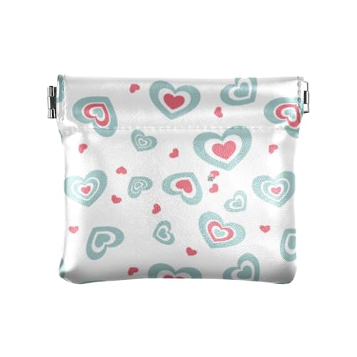 Amooorous Blue Design Damen-Geldbörse mit hohlem Herzen, klein, Leder, niedlicher Schmuck für Männer und Frauen, Reisen, Blaues Design, hohles Herz, 1 size von Amooorous