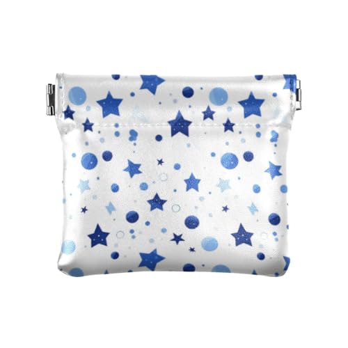 Amooorous Blue Star DotsPU Leder Kleine Münze Tragbarer Schmuck-Organizer für Damen, Blaue Stern-Punkte, 1 size von Amooorous