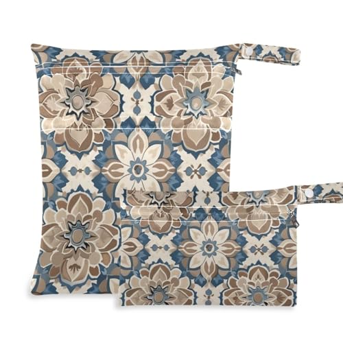 Amooorous Böhmische Floral wiederverwendbare Turntasche 2er-Pack Reise Notwendigkeiten für Babys mit Griff für den Strand, Yoga von Amooorous