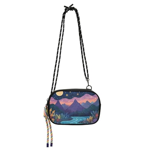 Amooorous Bohemian Purple Magic Scene Crossbody Geldbörse Herren Mode mit Kreditkartenfächern Schwarz Handtasche Have a meal bolsos economicos para dama von Amooorous
