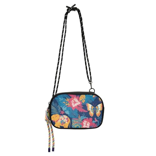 Amooorous Boho-Stil Elefanten Blume Seite Geldbörse Crossbody Herren Praktisch mit verstellbarem Riemen Mini Umhängetasche Date monedero para mujer von Amooorous