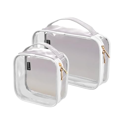 Amooorous Bolsa de Almacenamiento Kosmetiktaschen für Damen, transparent, für Make-up, Toilettenartikel, TSA-zugelassen, grau-rosa, Farbverlauf, transparent, 2 Stück, Grau-rosa Farbverlauf, 1 size Amooorous Bolsa de Almacenamiento Kosmetiktaschen für Damen, transparent, für Make-up, Toilettenartikel, TSA-zugelassen, grau-rosa, Farbverlauf, transparent, 2 Stück, Grau-rosa Farbverlauf, 1 size von Amooorous