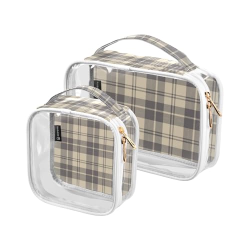 Amooorous Bolsa de Maquillaje Kulturbeutel für Herren, TSA-zugelassen, wiederverwendbar, Make-up-Tasche, Organizer, Reisezubehör, Braun, kariert, transparent, 2 Stück, Braunes Plaid, 1 size Amooorous Bolsa de Maquillaje Kulturbeutel für Herren, TSA-zugelassen, wiederverwendbar, Make-up-Tasche, Organizer, Reisezubehör, Braun, kariert, transparent, 2 Stück, Braunes Plaid, 1 size von Amooorous