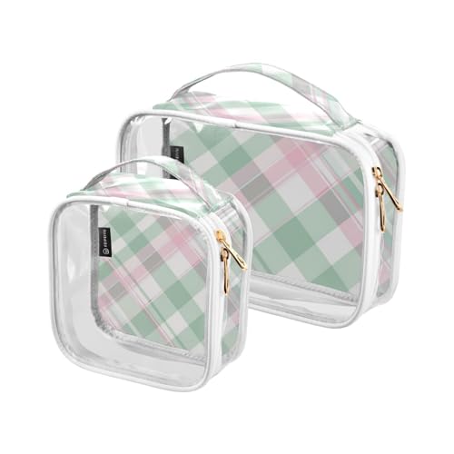 Amooorous Bolsa de almacenamiento Kulturbeutel für Herren, dekorativ, für Reisen, TSA-zugelassen, transparent, groß, Kosmetiktaschen für Damen, Mintgrün und Rosa, kariert, 2 Stück, Mintgrün und rosa Amooorous Bolsa de almacenamiento Kulturbeutel für Herren, dekorativ, für Reisen, TSA-zugelassen, transparent, groß, Kosmetiktaschen für Damen, Mintgrün und Rosa, kariert, 2 Stück, Mintgrün und rosa von Amooorous