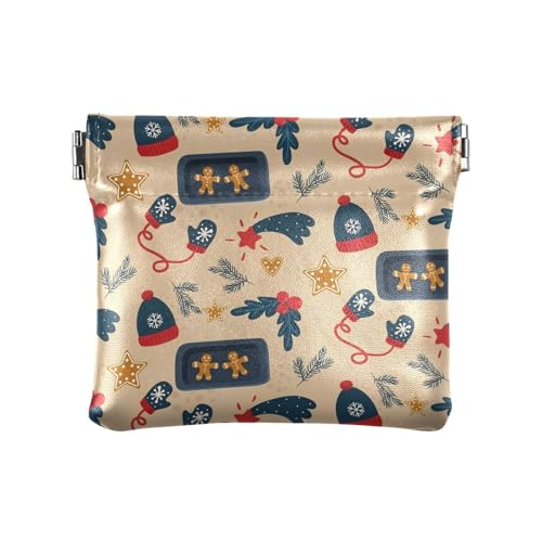 Amooorous Braun Weihnachten Party Damen Leder Münzbörse Fancy Mini Kartenhalter Geldbörse für Frauen, Braune Weihnachtsfeier, 1 size von Amooorous