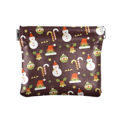 Amooorous Braun Weihnachten Party Damen Leder Münzgeldbörsen Taschen Wasserdicht Kleingeld Geldbörse für Männer Frauen Reisen, Braune Weihnachtsfeier, 1 size von Amooorous