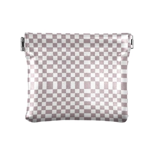 Amooorous Braunes kariertes strukturiertes Muster, Geldbörse aus Leder, einzigartige Mini-Kosmetiktasche für Mädchen und Damen, Braunes Karomuster, 1 size von Amooorous