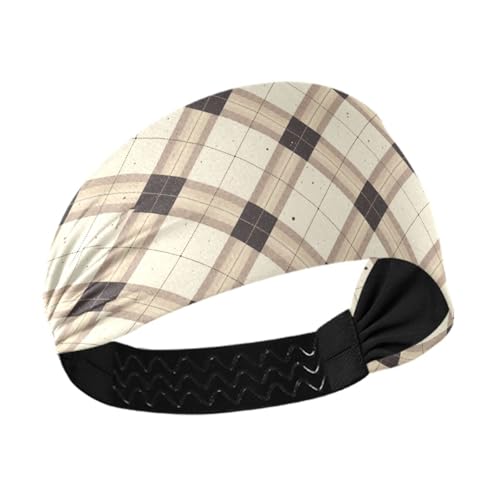 Amooorous Braunes und schwarzes reguläres Gitter-Stirnband für Damen, feuchtigkeitsableitend, extra breit, dehnbares Schweißband für athletisches Sport, Workout, Tennisbandas para la cabeza von Amooorous
