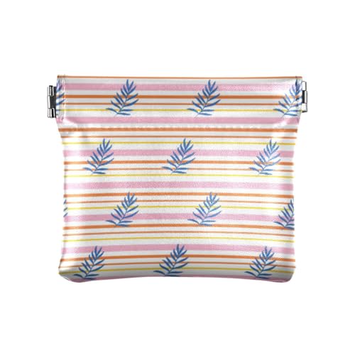 Amooorous Bunte Blattmuster Damen Leder Münzgeldbörse tragbare Mini-Make-up-Tasche für Frauen Jungen Mädchen, Buntes Blattmuster, 1 size von Amooorous