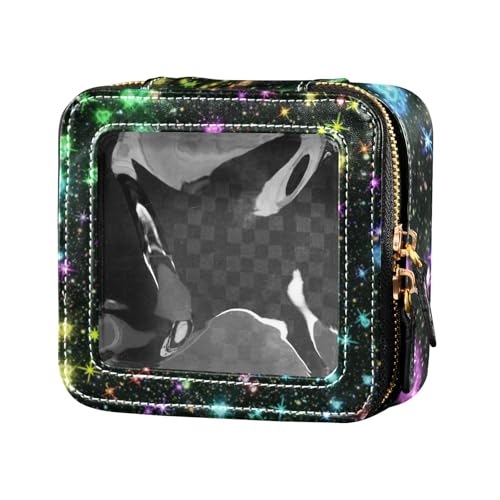 Amooorous Bunte Glitzersterne, transparente Make-up-Tasche für Toilettenartikel, Mini-Make-up-Behälter für Damen, Bunte Glitzersterne, 1 size von Amooorous
