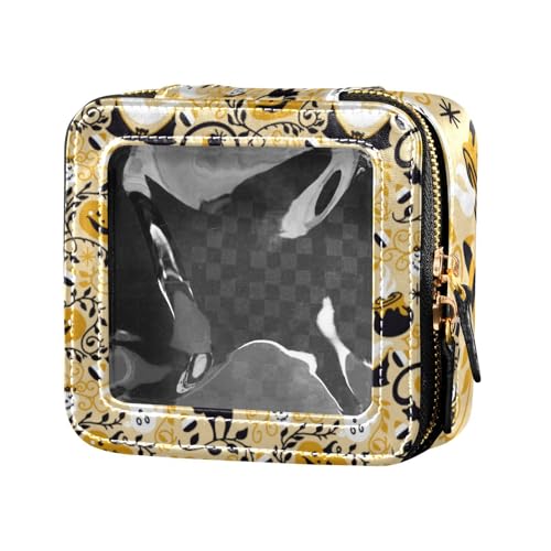 Amooorous Bunte Halloween-Party-Make-up-Tasche, Leder, Kulturbeutel, tragbarer Make-up-Organizer zum Fliegen, Bunte Halloween-Party, 1 size von Amooorous