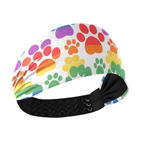 Amooorous Bunte Hunde-Fußabdrücke, kühlende Damen-Stirnbänder, modisch, dehnbar, für Yoga, Wandern, den täglichen Gebrauch, cintillos de pelo para mujeres von Amooorous