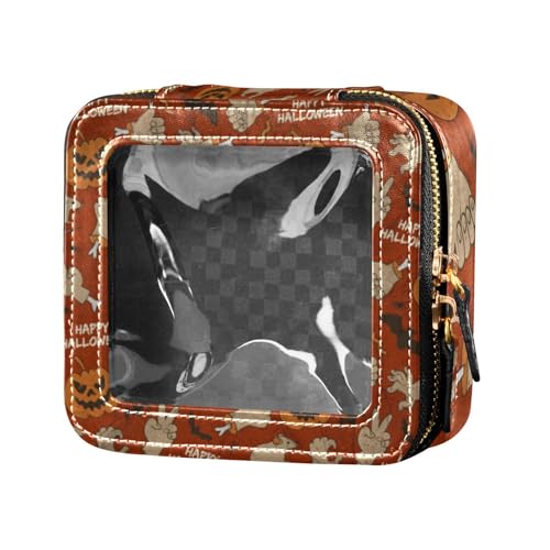 Amooorous Bunte Make-up-Tasche für Halloween-Party, aus transparentem Leder, Kulturbeutel, tragbarer Make-up-Organizer für Damen, Bunte Halloween-Party, 1 size von Amooorous