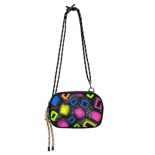 Amooorous Bunte Punkte, quadratisch, abstrakt, schwarz, Umhängetasche für Herren, trendig, mit Kreditkartenfächern, Geldbörsen, Spaziergang mit dem Hund, Bolso undurchlässig, Para Mujer von Amooorous