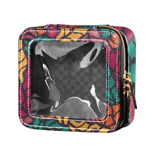Amooorous Bunte strukturierte Blätter, transparent, kleine Make-up-Tasche für Geldbörse, Kulturbeutel mit Reißverschluss, tragbarer Make-up-Organizer zum Fliegen, Bunte strukturierte Blätter, 1 size von Amooorous