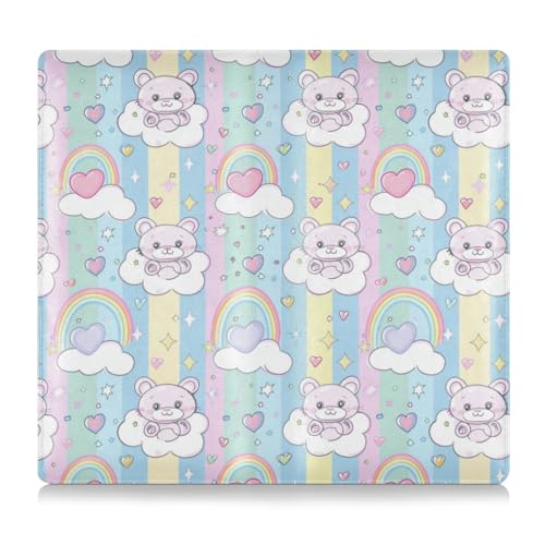 Amooorous Cartoon-Bär-Leder-Toursuit-Auto-Registrierungs- und Versicherungskartenhalter, Handschuhfach-Organizer für Dokumente, Karten, Führerschein von Amooorous