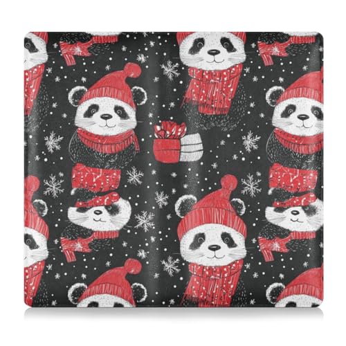 Amooorous Cartoon Cute Black Christmas Panda Premium Leather Car Registration & Insurance Card Holder Essential Car Wallet Case for Driver License, Cards & Essential Documents von Amooorous