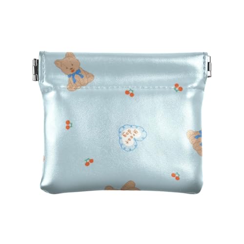 Amooorous Cartoon Cute Brown Bear Damen Kleine Leder Münzbörse Geldbörse Fancy Pocket Geldbörse Make-up Tasche für Frauen Jungen Mädchen, Niedlicher brauner Bär, 1 size von Amooorous