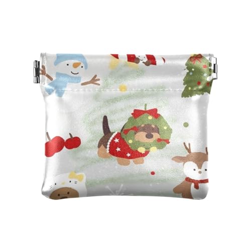Amooorous Cartoon-Geldbörse mit niedlichen Weihnachtstieren, PU-Leder, einzigartiger Münzhalter für Männer und Frauen, Niedliche Cartoon-Weihnachtstiere, 1 size von Amooorous