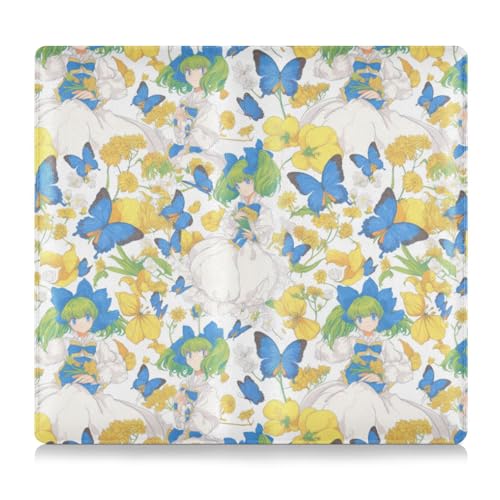 Amooorous Cartoon-Halter für Kfz-Registrierungs- und Versicherungskartenhalter mit süßem blauen Schmetterlings-Elfen, hochwertiges Leder, Handschuhfach-Organizer für Karten, wesentliche Dokumente, von Amooorous