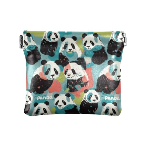 Amooorous Cartoon Schwarz und Weiß Cool Panda Damen Leder Münzgeldbörse Niedlich Make-up Periode Tasche für Mädchen Damen Handtasche, Cartoon, schwarz-weiß, cooler Panda, 1 size von Amooorous