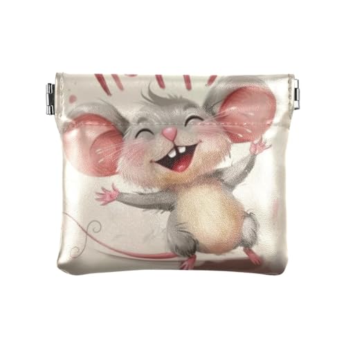 Amooorous Cartoon-Tier ist glücklich jeden Tag, Leder-Münzgeldbörsen, wasserdicht, Münzhalter für Frauen und Mädchen, Cartoon-Tier freut sich jeden Tag, 1 size von Amooorous