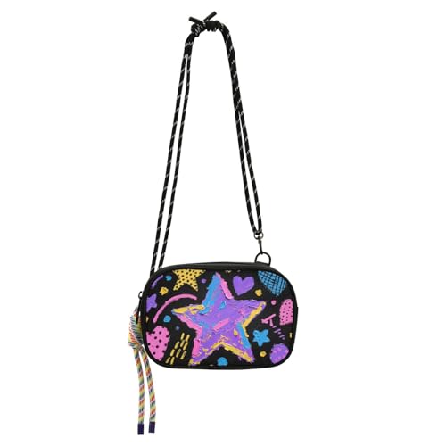 Amooorous Cool Purple Heart Shaped Stars Crossbody Wallet Purse Mens Practical with Credit Card Slots Messenger Bag Crossbody Go shopping monedero para mujer von Amooorous