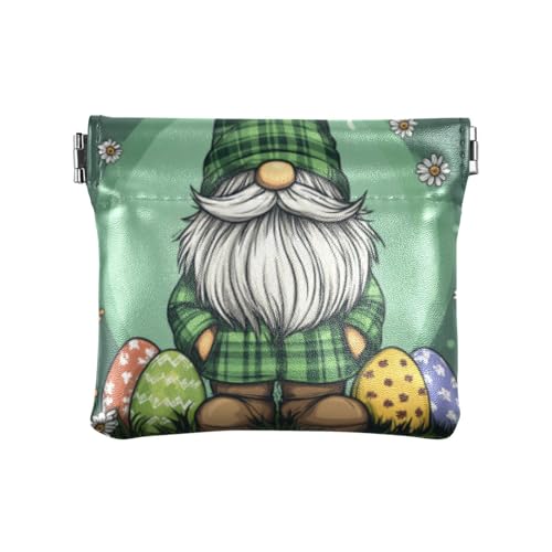 Amooorous Damen-Geldbörse aus Leder, Motiv: Frohe Ostern, niedliches weißes Häschen, Ei, Gänseblümchen, tragbar, Schmuck für Frauen, Niedliches weißes Hasen-Ei mit Gänseblümchen-Motiv "Happy Easter von Amooorous