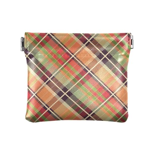 Amooorous Damen-Geldbörse aus Leder, Rot und Grün, Weihnachtsmotiv, Münzgeldbörse, einzigartiger Kartenschlüssel-Organizer für Frauen, Rot und Grün Weihnachten Plaid, 1 size von Amooorous