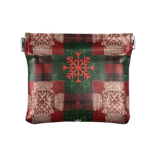 Amooorous Damen-Geldbörse aus Leder, mit weihnachtlichen Quadraten, einzigartige Geldbörse für Männer und Frauen, Weihnachtliche Quadrate, 1 size von Amooorous