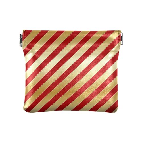 Amooorous Damen-Geldbörse aus Leder mit Weihnachtsstreifen, Rot und Gold, einzigartiger Schmuck für Frauen, Rote und goldene Weihnachtsstreifen, 1 size von Amooorous