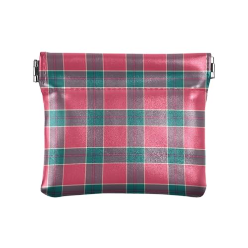 Amooorous Damen-Geldbörse aus PU-Leder mit weihnachtlichem Karomuster in Rot und Grün, praktische Kartenschlüssel-Organizer für Männer und Frauen auf Reisen, Rot und Grün Weihnachten Plaid, 1 size von Amooorous