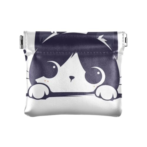 Amooorous Damen-Geldbörse aus PU-Leder mit weißer schwarzer Katze, tragbarer Schmuck-Organizer für Frauen, Weiß / Schwarz / Katze, 1 size von Amooorous